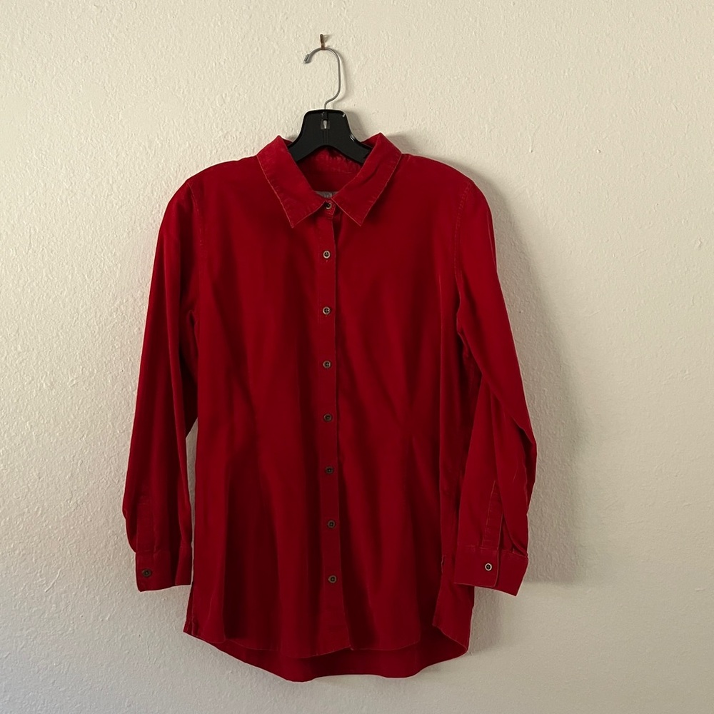 Red Corduroy J. Jill Button Down Shirt